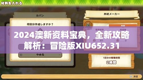 2024澳新资料宝典，全新攻略解析：冒险版XIU652.31