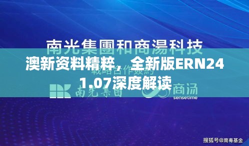 澳新资料精粹，全新版ERN241.07深度解读