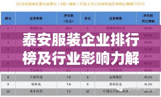 泰安服装企业排行榜及行业影响力解析